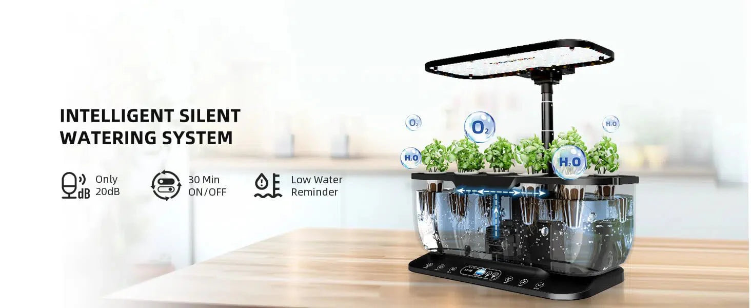 Spider Farmer SmartG12 Hydroponic Gardening System Kit, APP & Wifi Controlled, 36W LED Grow Light, 12 Pods Indoor Herb Garden, 6L Water Tank