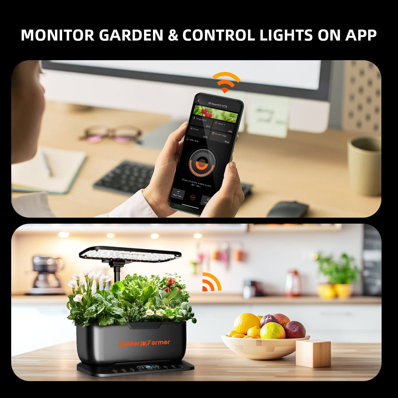 Spider Farmer SmartG12 Hydroponic Gardening System Kit, APP & Wifi Controlled, 36W LED Grow Light, 12 Pods Indoor Herb Garden, 6L Water Tank