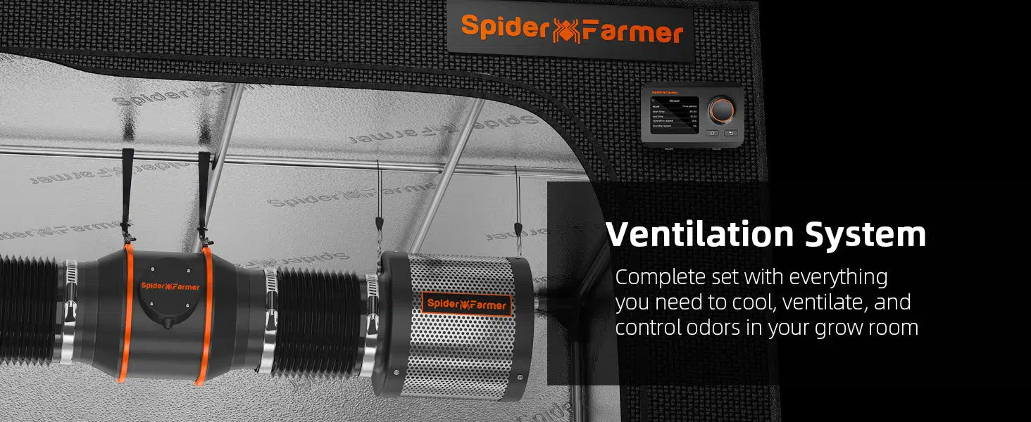 Spider Farmer 6″ Inline Fan with GGS Controller 402 CFM Ventilation System for Grow Tents